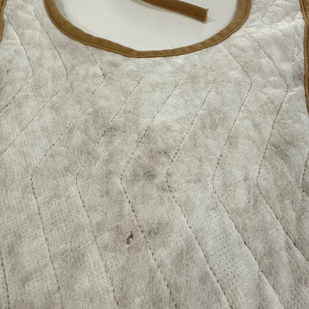 Vintage Handmade Quilted Bib Apron Floral Ruffle Cottagecore Farmhouse Boho